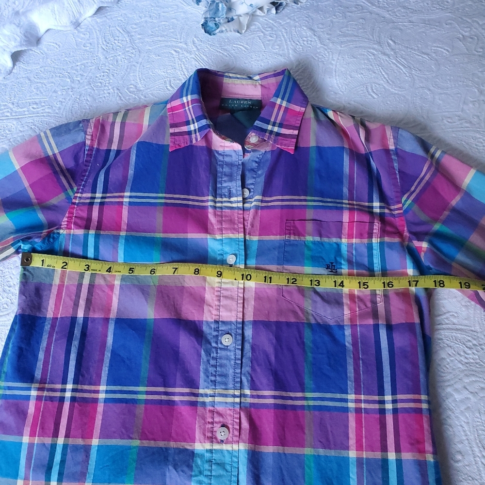 Lauren by Ralph Lauren Purple & Pink Plaid  Shirt - EUC - Picture 4 of 9